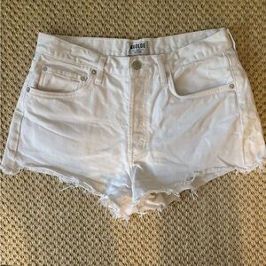 Agolde White Jean Shorts Distressed High-Waisted